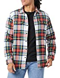 Amazon Essentials Men's Regular-Fit Long-Sleeve Two-Pocket Flannel Shirt, Red/Ivory Tartan Plaid, X-Large