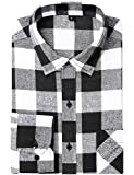 DOKKIA Men's Casual Dress Long Sleeve Buffalo Plaid Slim Fit Flannel Shirt (Black White Buffalo, X-Large)