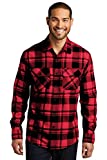 Port Authority Plaid Flannel Shirt XL Engine Red/Blk