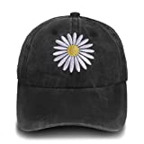 Embroidered Daisy Low Profile Baseball Cap Vintage Distressed Washed Denim Dad Hat Adjustable One Size