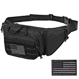 Concealed Pistol Fanny Pack Tactical Waist Bag Carry Gun Holster Fits Handgun, 1911 and More with U.S Patch (1 Pack Black)