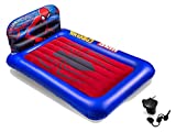 Living iQ Inflatable Kids Headboard Air Bed Mattress with Disney Marvel Spider-Man Theme, Leakproof, Waterproof & Puncture Resistant, Lightweight & Portable for Travel & Sleepover, Electric Air Pump