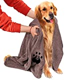 NLUJGYAV Dog Towel Super Absorbent Large Microfiber Embroidered Fast Dry Soft Dog Drying Towels for Large Medium Small Dogs and Cats Pet Swimming Beach Bath Towels