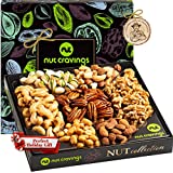Holiday Christmas Basket Nut Collection Gift Box (7 Piece Set) Xmas 2021 Idea Food Arrangement Platter, Birthday Care Package Variety, Healthy Kosher Snack Tray for Adults Women Men Prime