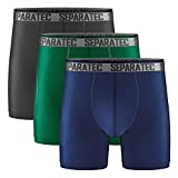 Separatec Men's 3 Pack Sport Performance Dual Pouch Boxer Briefs Underwear(L,Dark Gray/Navy Blue/Emerald)
