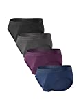 DAVID ARCHY Men's 4 Pack Micro Modal Separate Pouch Briefs with Fly (XL, Black/Navy Blue/Dark Gray/Wine)