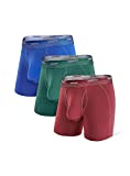 Separatec Men's Dual Pouch Underwear Lightweight Sport Quick Dry Performance Boxer Briefs 3 Pack(L,Maroon/Bright Blue/Emerald)