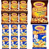 Bamba Peanut Butter Snacks All Natural Peanut Butter PB Corn Puffs (6 Hazelnut Cream , 2.1oz Bags + 6 Regular, 1oz Bags)