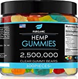 Purganic Hemp Gummies - Great for Peace & Relaxation - Natural Tasty Real Fruit Flavors - Made in USA - 2,500,000-100ct