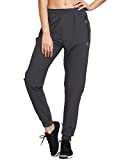 BALEAF Women's Joggers Pants Quick Dry Running Hiking Pants Zipper Pockets Lightweight Sports Track Pants Dark-Grey Size M