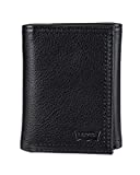 Levi's Men's Trifold Wallet - Sleek and Slim Includes ID Window and Credit Card Holder,Black Embossed Logo