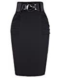 Belle Poque Black Knee Length Pencil Skirt Wear to Work Pencil Skirt Black, Medium KK271-1