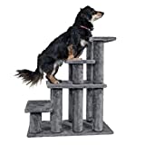 Furhaven Pet Furniture for Dogs and Cats - Steady Paws Easy Multi-Step Dog Stairs for High Beds and Sofas, Gray, 4-Step