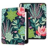 Colorful Star Slim Case for Kindle Paperwhite - Fits All Kindle Paperwhite Generations Prior to 2018 - PU Leather Waterproof Smart Cover for Kindle Paperwhite E-Reader - Multicolor Cactus and Flowers