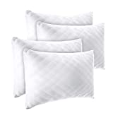 Diamond Elegant Bed Pillows for Sleeping Queen Size 4 Pack Pillows, Hotel Pillows for Side Back & Stomach Sleepers, 100% Cotton Cover, Microfiber Washable Pillows Set of 4