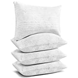 Clara Clark Shredded Memory Foam Pillow Queen, Pillow for Sleeping, Adjustable Memory Foam Pillow with Washable Case, Firm Memory Foam Pillow Set of 4