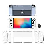 Switch OLED Protective Case,Hard Case Compatible with Nintendo Switch (OLED Model) and Joy-Con Controller with Clear Grip Cover Anti-Scratch and Shock-Absorption Design(Crystal Clear)