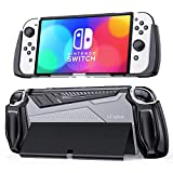 GTAplam Protective Case Compatible with Nintendo Switch OLED Model 2021(Note: Not Fit in The OLED Dock), TPU Ergonomic Comfort Cover for Nintendo Switch Console and Joy-Con, Black