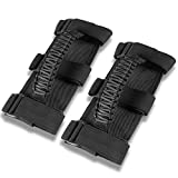 JUSTTOP 2 x Car Roll Bar Grab Handles Grip Handle Fit for Jeep Wrangler YJ TJ JK JL & Gladiator JT 1987-2020 with 3 Straps and Woven Handle(Black)