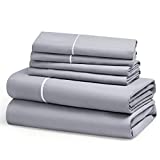 Bedsure Queen Size Sheets Set 6 PC - Deep Pocket Bed Sheets Queen Soft Brushed Microfiber, Hotel Luxury Bed Sheets Set, Wrinkle and Fade Resistant, Grey