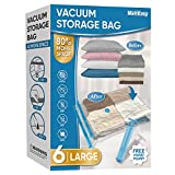 MattEasy Space Saver Vacuum Storage Bags, 6 Pack Large Space Saver Bags with Pump, Storage Vacuum Sealed Bags for Clothes, Comforters, Blankets, Bedding (Large)