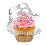 Stock Your Home Individual Plastic Cupcake Containers (100 Count) Single Cupcake Containers Plastic Disposable - Mini Fluted Cake Container - BPA Free Single Muffin Container - Cupcake To Go Container