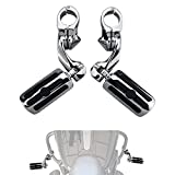 FOVPLUE 1.25" Highway pegs,Motorcycle Long Angled Adjustable Highway Footpegs for Harley Davidson Touring Road King Street Glide Electra Glide Softail Sportster with 1 1/4" Bar Chrome