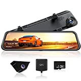WOLFBOX G840H 2.5K Mirror Dash Cam,12'' Mirror Dash Cam Front and Rear,1080P Rear View Mirror Camera,Dual Dash Camera for Cars with 32GB TF Card & GPS,Super Night Vision,Parking Monitoring