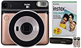 Fujifilm Instax Square SQ6 + Fujifilm Instax Square Instant Film (20 Sheets) Bundle with Sturdy Tiger Stickers + Deals Number One Cleaning Cloth (Blush Gold)