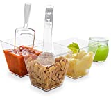 The Gourmet Goose 8 Oz Clear Plastic Candy Bowls (Set of 20), 12 Scoops, 12 Tongs, Reusable & Disposable Condiment Cups for Parties, Weddings, Showers, Buffets, Candy Table, Kids' Party & More