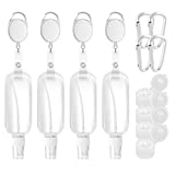 LinkIdea 1.7 oz Empty Hand Soap Bottles, Portable Travel Plastic Bottles, Fine Mist Spray Bottle, Reusable Squeezable Leak Proof Toiletries Container with Keychain & Stretchable Lanyard (4 Pack)