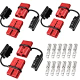 Frienda 6 Pieces 2-4 Gauge 175A Battery Quick Connector 12-36V Battery Quick Disconnect Wire Harness Plug Kit Battery Quick Connector Disconnect Plug for Motor Winch Trailer (Red)