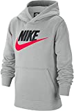 Nike Boys Hooded Sweatshirt Club Fleece (Light Smoke Grey, Large)