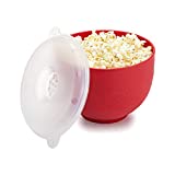 Goodful Silicone Popcorn Popper, Collapsible Hot Air Microwavable Popcorn Maker, Bowl Made without BPA, Red