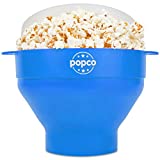 POPCO Silicone Microwave Popcorn Popper with Handles | Popcorn Maker | Collapsible Popcorn Bowl | BPA Free and Dishwasher Safe | 15 Colors Available (Light Blue)