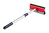 DSV Standard Professional All-Purpose Window Squeegee | 2-in-1 Window Cleaner | Dual Side Blade Rubber & Sponge | Aluminum Telescopic Pole 47-74cm &18"-30 for Gas Station, Glass, Shower, Windshield