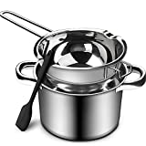 1000ML/1QT Double Boiler Chocolate Melting Pot with 2.3 QT 304 Stainless Steel Pot, Chocolate Melting Pot with Silicone Spatula for Melting Chocolate, Candy, Candle, Soap, Wax