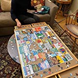 1500 Piece Wooden Puzzle Board 4 Drawers and Cover, 34" x 26" Wooden Jigsaw Puzzle Table, Portable Puzzle Board Storage, Puzzle Family Game for Adults Kids