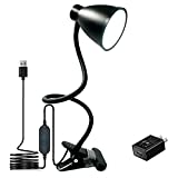 BOHON Desk Lamp 3 Color Modes 10 Brightness Dimmer Reading Light 10W 38 LED Clamp Lamp with Auto Off Timer 360° Flexible Gooseneck Clip on Light for Bed Bedside, AC Adapter Include