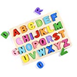 T Leaves Alphabet Puzzles, ABC Wooden Puzzles Board for Toddler 3-5 Years Old, Perfect Toy Gift for Boy Girl