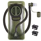 Hydration Bladder 2L Leakproof 2 Liter Water Reservoir, BPA Free Military Green Water Storage Bladder Bag with Insulated Tube, Hydration Backpack Replacement for Outdoor Hiking Camping Running Cycling