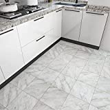 WESTICK Marble Floor Tile Peel and Stick Waterproof Thicker Vinyl Tile Stickers Ground Renovation Decorative Backsplash Adhesive Removable Flooring for Kitchen Bathroom Bedroom White Grey 5 PCS 12x12