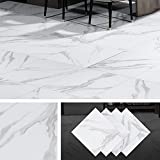 Livelynine Grey And White Peel And Stick Floor Tile Marble Vinyl Flooring Peel And Stick Tiles For Floor Waterproof Laminate Flooring For Bathroom Kitchen Flooring Removable Linoleum 12X12 Inch 4-Pack