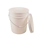 5 Gallon White Bucket & Lid - Set of 1 - Durable 90 Mil All Purpose Pail - Food Grade - Plastic Container