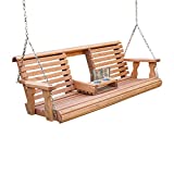 Porchgate Amish Heavy Duty 800 Lb Rollback Console Treated Porch Swing With Hanging Chains (Cedar Stain)