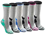 Dickies Women's Dritech Advanced Moisture Wicking Crew Socks, Grey Assorted (6 Pairs), Shoe Size: 6-9