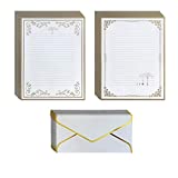 Vintage Lined Stationery Paper and Envelopes Set including Envelope Seal Sicker,White