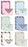 Mini Stationery Set, 100 Piece Set (50 Lined Floral Sheets + 50 Matching Envelopes), 5.5 x 8.25 inch, 6 Unique Designs, Double Sided Printing, Double Side Lined Paper, by Better Office Products