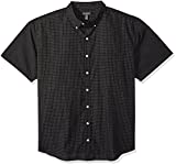 Van Heusen Men's Size Big and Tall Wrinkle Free Short Sleeve Button Down Check Shirt, Black, X-Large