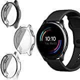 Compatible for OnePlus Watch Case, Lamshaw All-Around Protective TPU Bumper Cover Screen Protector Case Cover Compatible for OnePlus Watch Smartwatc (3 Pack-Clear+Black+Silver)